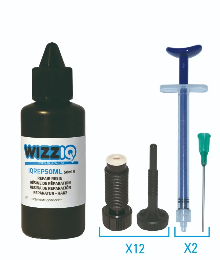 REPAIR RESIN 50ml (200-250 REPAIRS)+12 BLACK INJECTORS+2 SYRINGES+NEEDLES